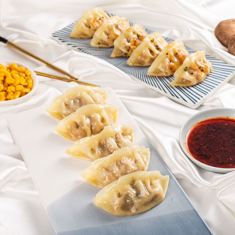 三全蒸煎饺方便早餐速食冷冻水饺约100个玉米猪肉煎饺1kg*2袋