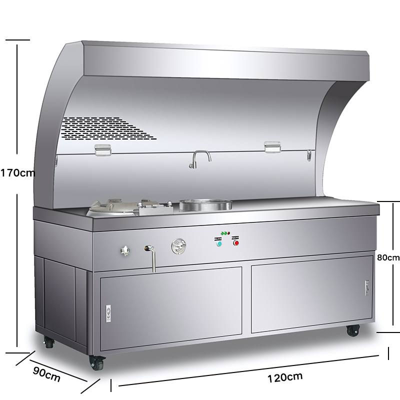 无烟不锈钢灶台饭店商用移动炉灶炒菜油烟净化一体机12米单灶头有风机