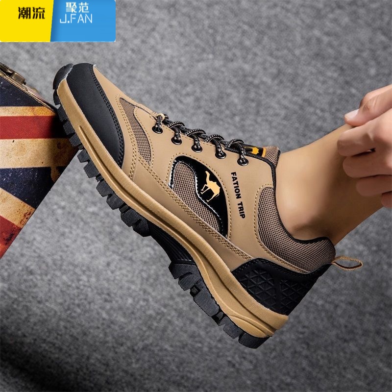 聚范户外登山鞋男鞋防滑防水耐磨徒步鞋爸爸鞋中老年健步鞋新款轻便高清大图