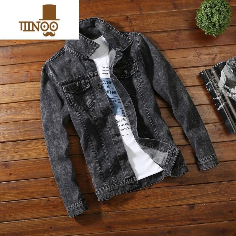YANXU水洗牛仔夹克男日系ins韩版青少年修身外套潮牌百搭上衣潮图片