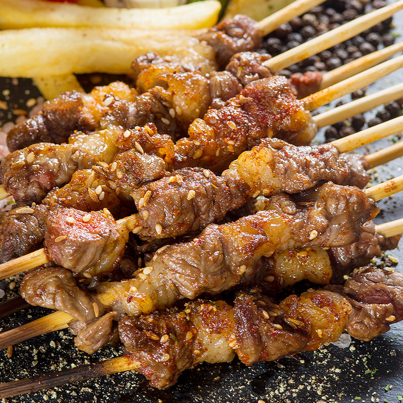 大庄园尚品牛肉烧烤串200g/袋(约10串)腌制BBQ串烧食材半成品 手工串制生鲜牛肉串 烤箱适配高清大图