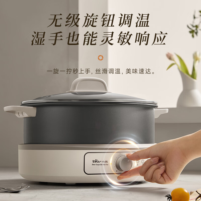 小熊电火锅 鸳鸯锅家用火锅专用锅分体多功能锅 电煮锅涮肉锅火锅锅3分钟速沸高清大图