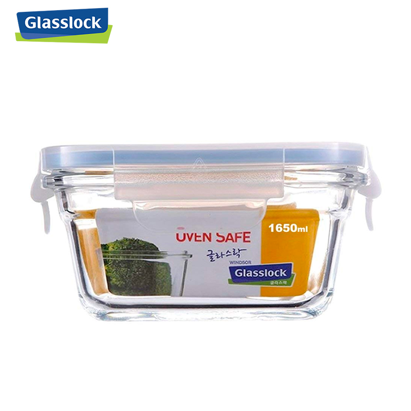 三光云彩(GLASSLOCK)钢化耐热玻璃单品保鲜盒加厚耐摔储物盒密封防漏OCST-165耐230℃烤箱用1650ml