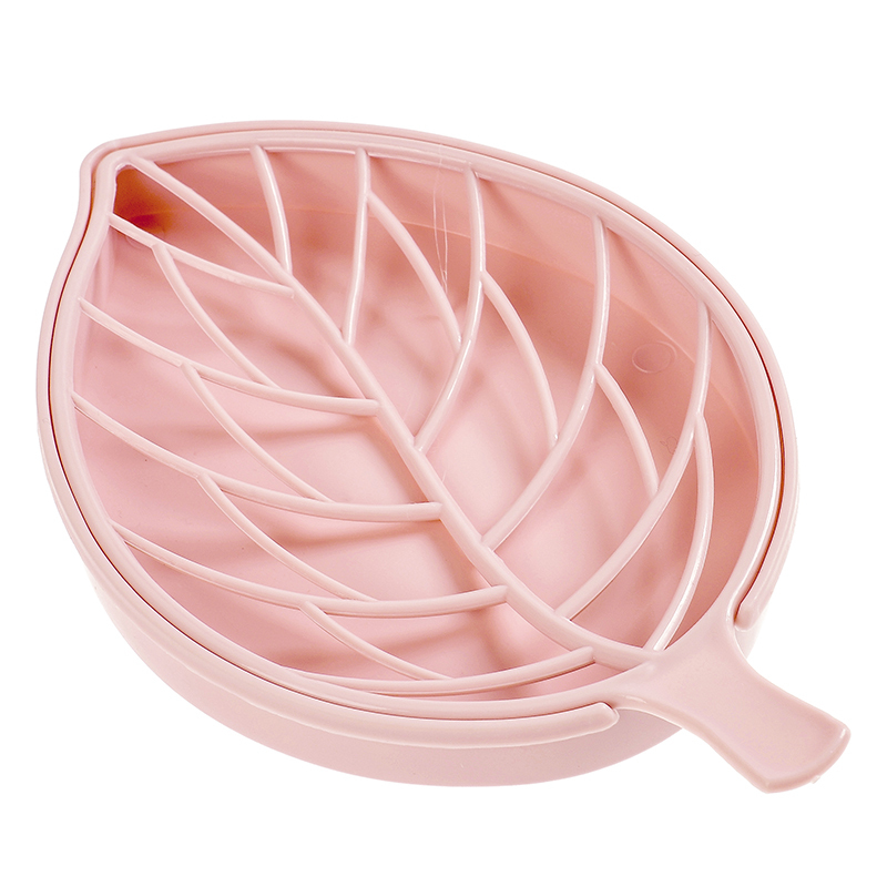 双层沥水肥皂盒浴室塑料香皂盒创意树叶香皂托卫生间家用肥皂盘镂空