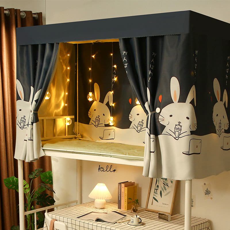 大学生加厚床帘 大学女寝室上铺下铺宿舍遮光布 简约物理遮光帘图片