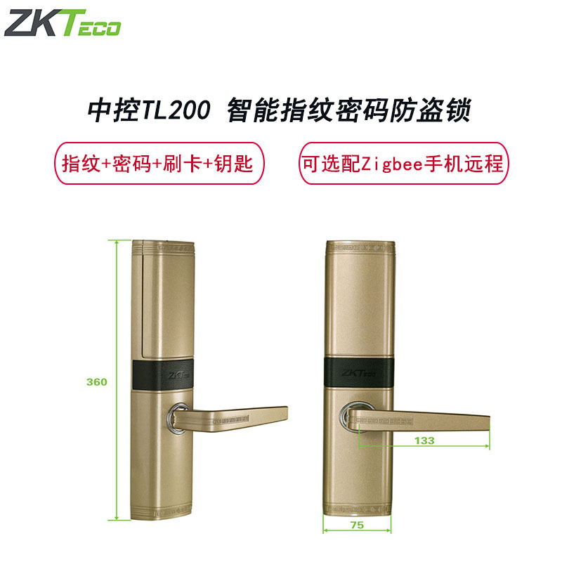中控智慧(ZKTECO)TL200智能指纹密码防盗锁