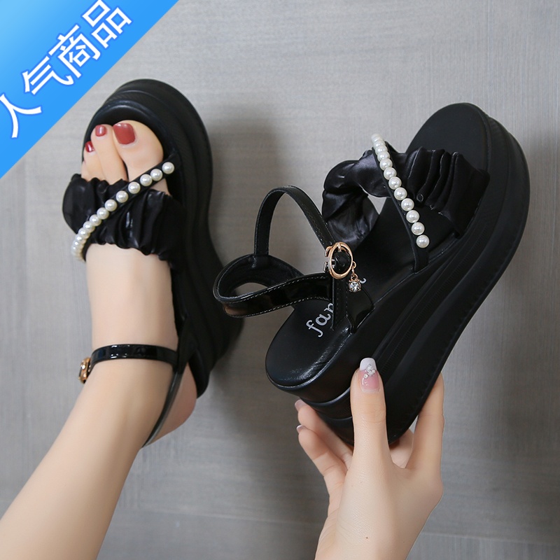 SUNTEK增高厚底凉鞋女夏季外穿新款时尚百搭轻便松糕底婚纱网红罗马鞋女高清大图