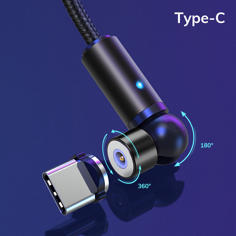 Type-c球形旋转磁吸手机充电线数据线支持手机平板车载快充网红款适用华为小米三星oppo vivo 黑色