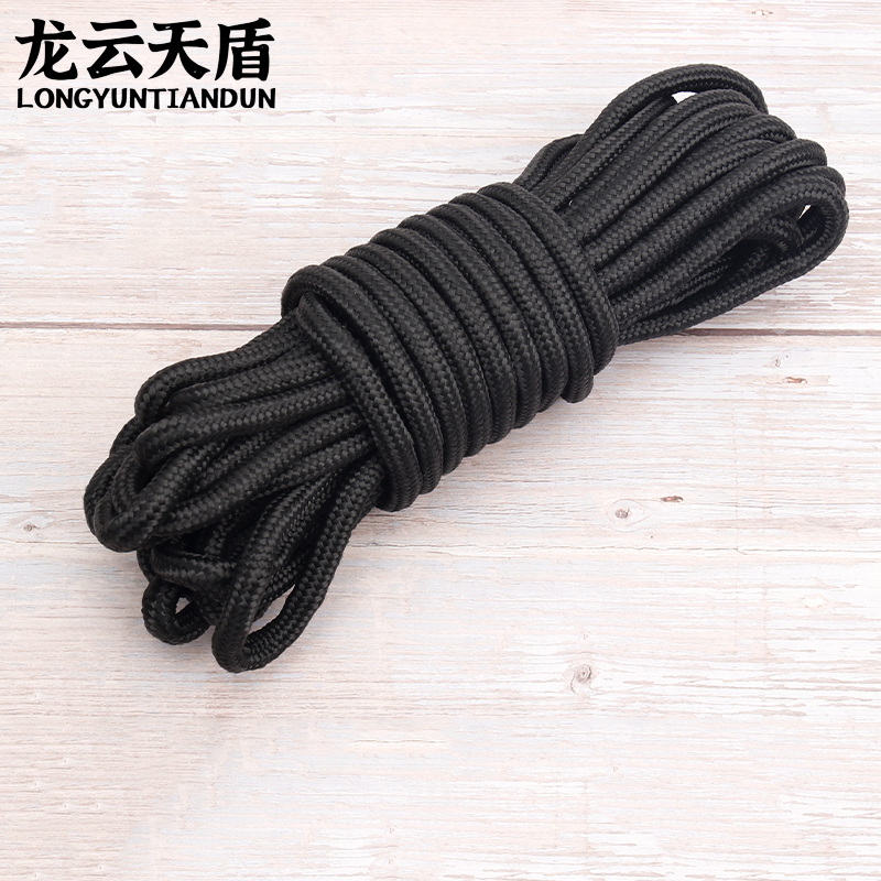龙云天盾尼龙绳安全绳编织绳货车捆绑绳打捞绳子包芯绳耐磨货车拉货防滑绳黑色6mm*100米高清大图