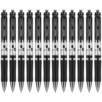 [精选]得力(deli) 按动中性笔 签字笔水笔黑色碳素笔办公 0.5mm 33388 12支 黑色