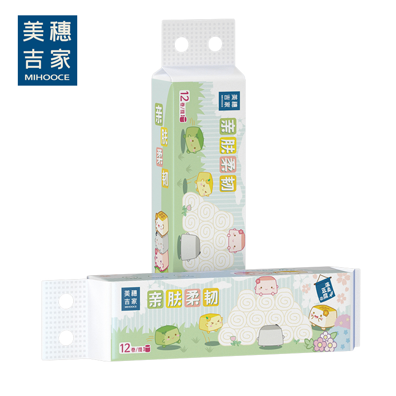 美穗吉家 本色竹浆卷纸 4层加厚 70g/卷*12卷*2提 MIH-2404001