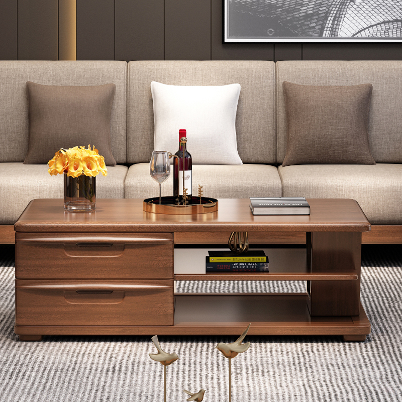 欧梵森 中式家具胡桃木实木沙发客厅组合现代简约套装轻奢小户型沙发