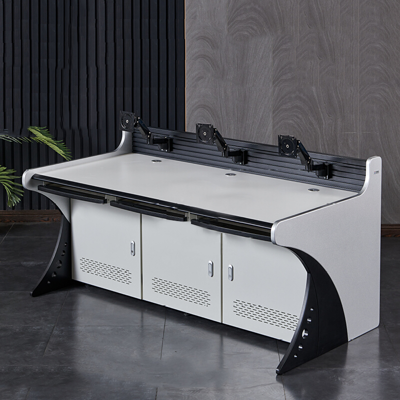 鑫虎威 监控操作台语音控制指挥台交通指挥中心工作台 三联1.85米宽高清大图