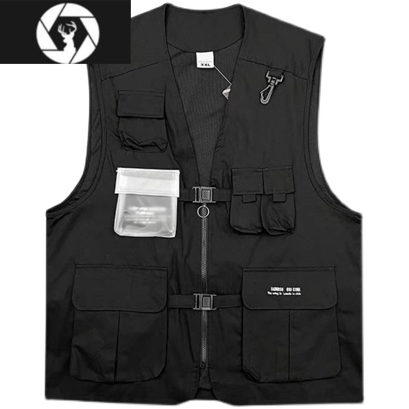 hongzun多口袋工装马甲男夏季日系潮牌宽松机能马夹军事风休闲坎肩