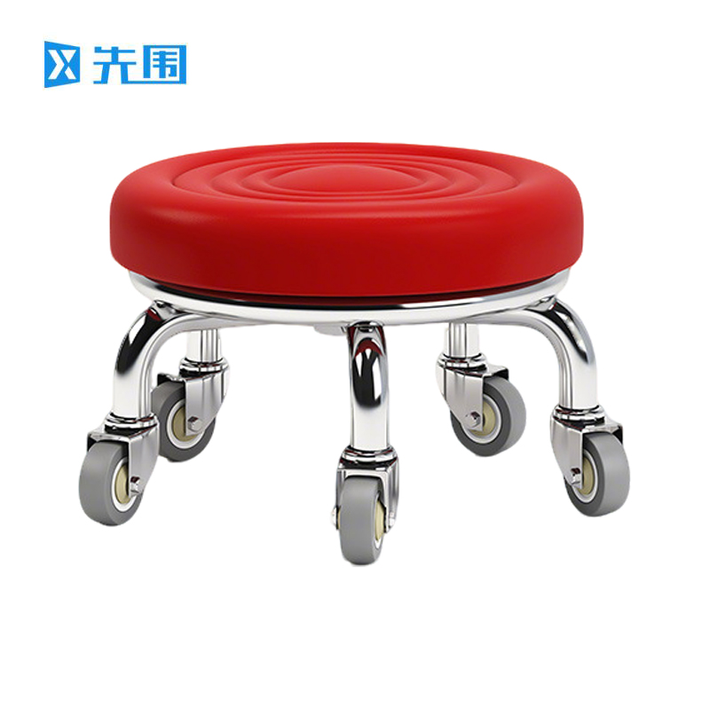 先围 静音滑轮矮凳 40*22cm-水波红 个高清大图