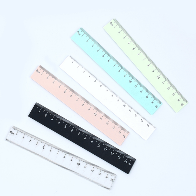 直尺 透明塑料小学生初中测量绘图画线刻度尺20CM 5把装