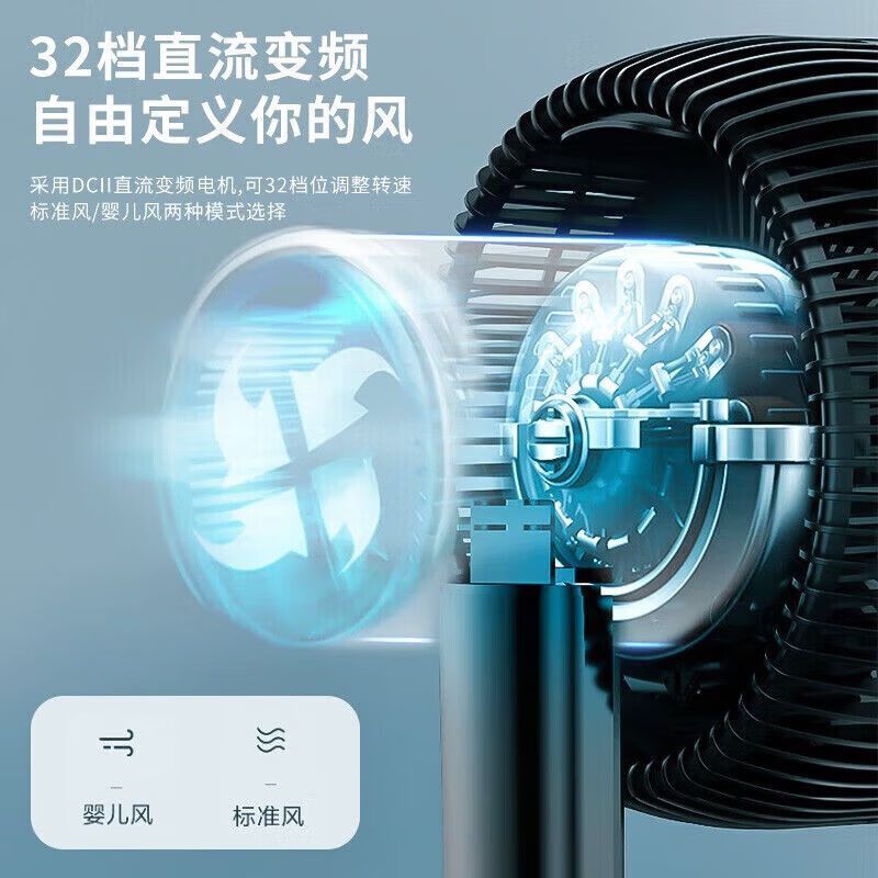 艾美特空气循环扇32档直流变频智能WIFI语音遥控电风扇家用循环对流换气CA23-AD9白高清大图