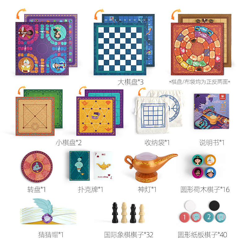 Topbright特宝儿阿拉丁神灯二十合一棋类益智玩具儿童女孩男孩飞行棋国际象棋亲子桌游桌面游戏斗兽棋小孩120466高清大图