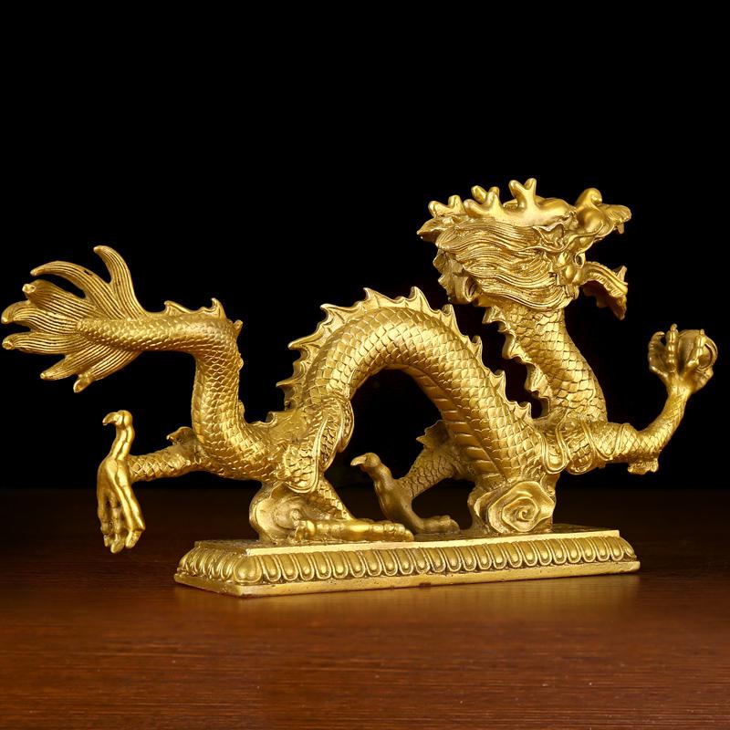 家柏饰(CORATED)铜龙摆件铜龙工艺品大号生肖龙青龙酒柜办公室桌装饰品高清大图