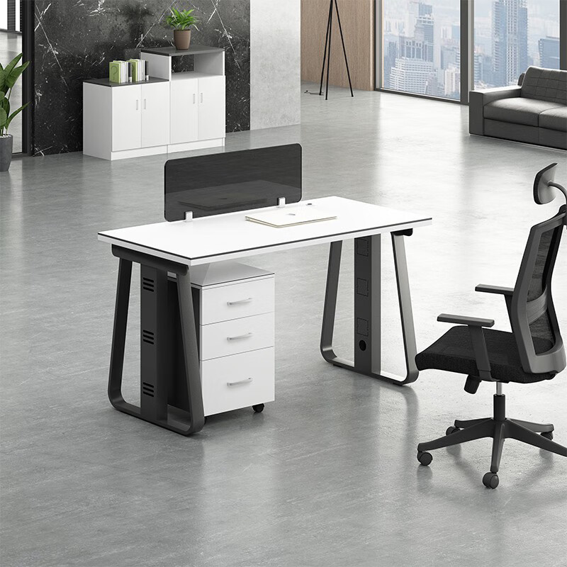 域赢办公桌椅组合财务办公桌职员工位屏风隔断卡位电脑桌六人位含柜高清大图