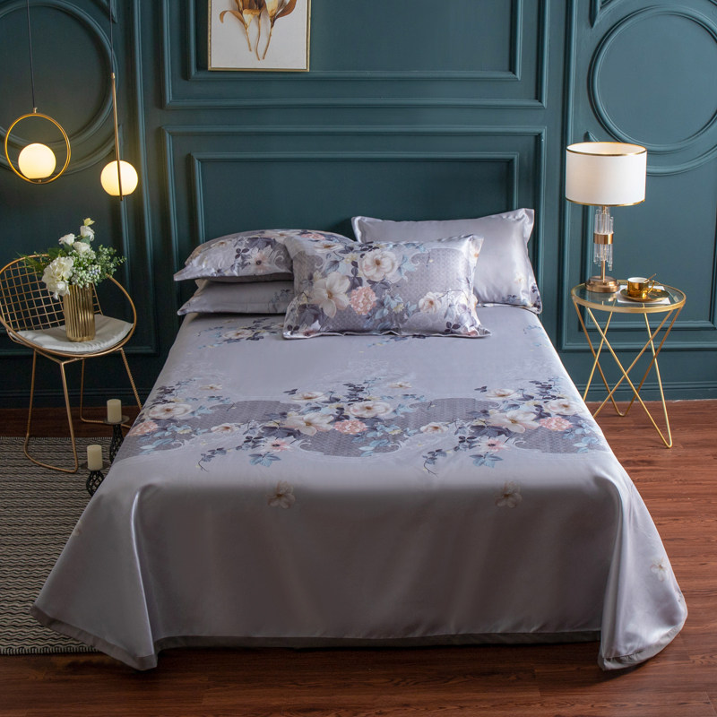 家柏饰(CORATED)床单款冰丝凉席三件套可水洗机洗的折叠夏季空调软席凉滑夏天新款 花开琉璃 2.0m（6.6英尺）床