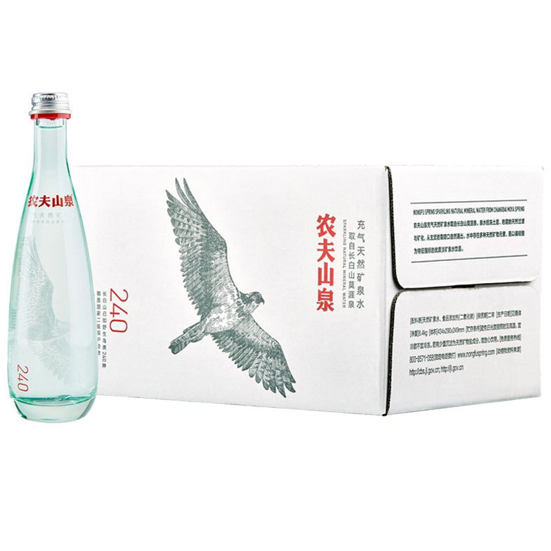 农夫山泉 高端充气天然矿泉水350ml*24瓶 整箱（图案随机）