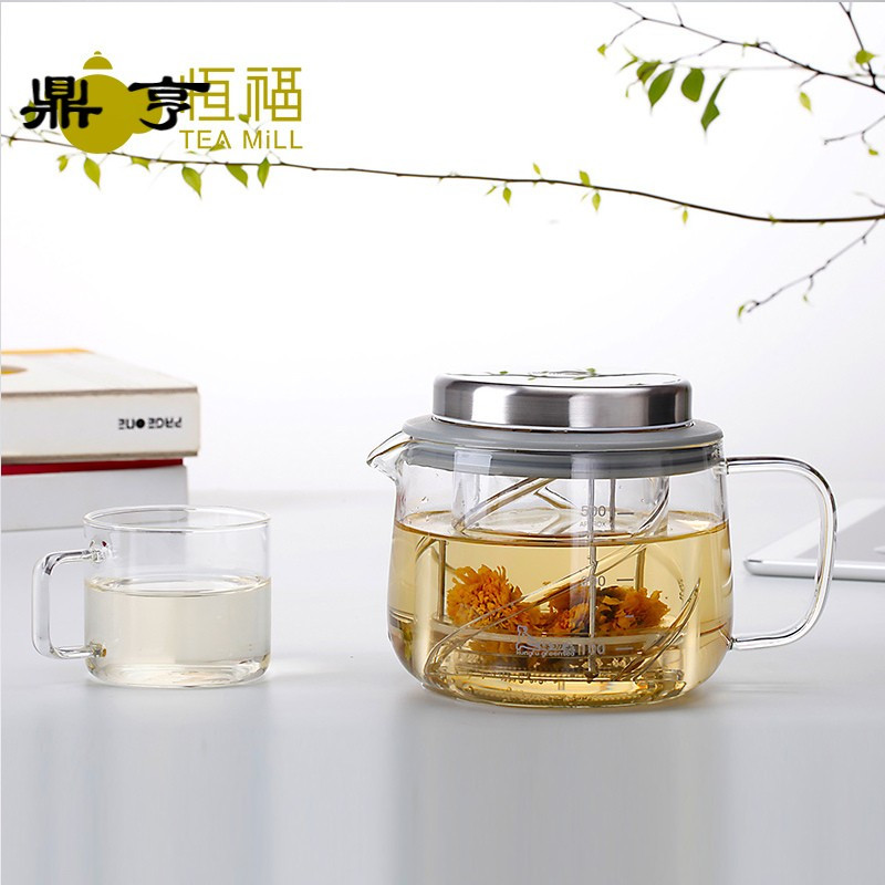 鼎亨得意壶加厚耐热玻璃泡茶壶大号透明茶水分离冲煮茶壶花茶具