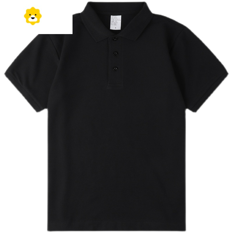 fishbat230gpolo衫纯黑色翻领商务短袖男士季t恤复古纯色休闲