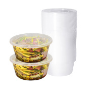 XHS 一次性饭盒圆形加厚塑料快餐盒 保鲜盒汤碗餐具400ml 450套/箱