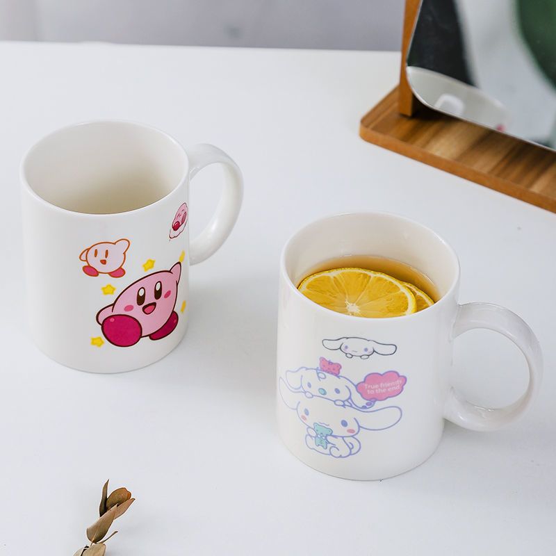 星之卡比杯无盖子星之卡比陶瓷杯玉桂狗水杯卡通可爱女学生带盖杯子