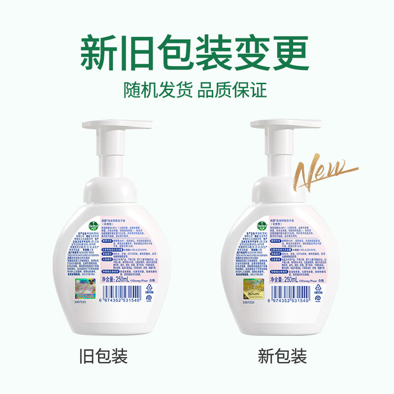 滴露(Dettol)泡沫洗手液 草莓熊花香型250ml 99.99%抑菌杀菌消毒泡泡儿童高清大图