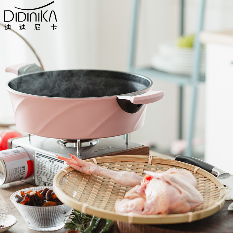 迪迪尼卡(Didinika)2019新款28cm浅汤锅家用麦饭石不粘锅多功能双耳煮锅