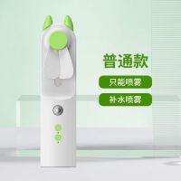 随身加湿喷雾小风扇usb充电迷你手持便携补水静音学生宿舍小风扇 体验款 青草绿