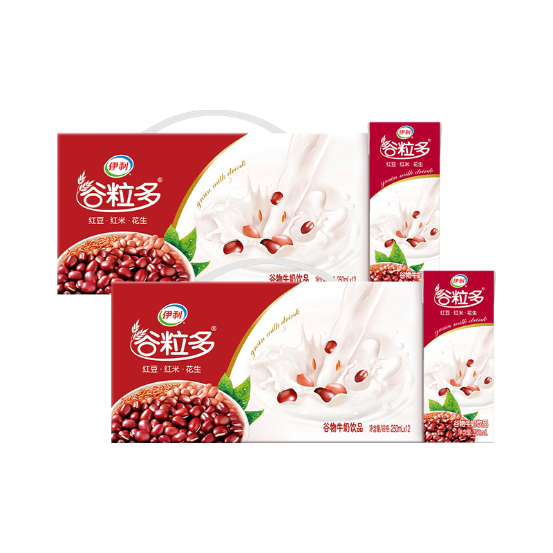 伊利谷粒多 红谷牛奶饮品整箱 250ml*12盒*2箱红豆+红米+花生 礼盒装高清大图