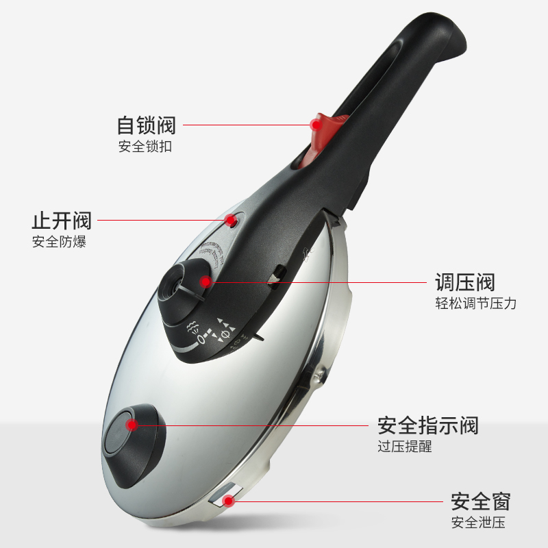BRK Germany德国厨具韦塞尔压力锅6LB 304不锈钢压力锅 厨房工具锅具 6升 多重安全保障 人性化手柄设计高清大图