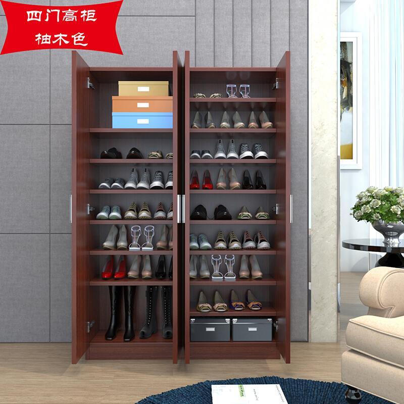 现代简约大容量木质鞋柜储物阳台柜厅两三四简易鞋柜三高柜(暖白)组装