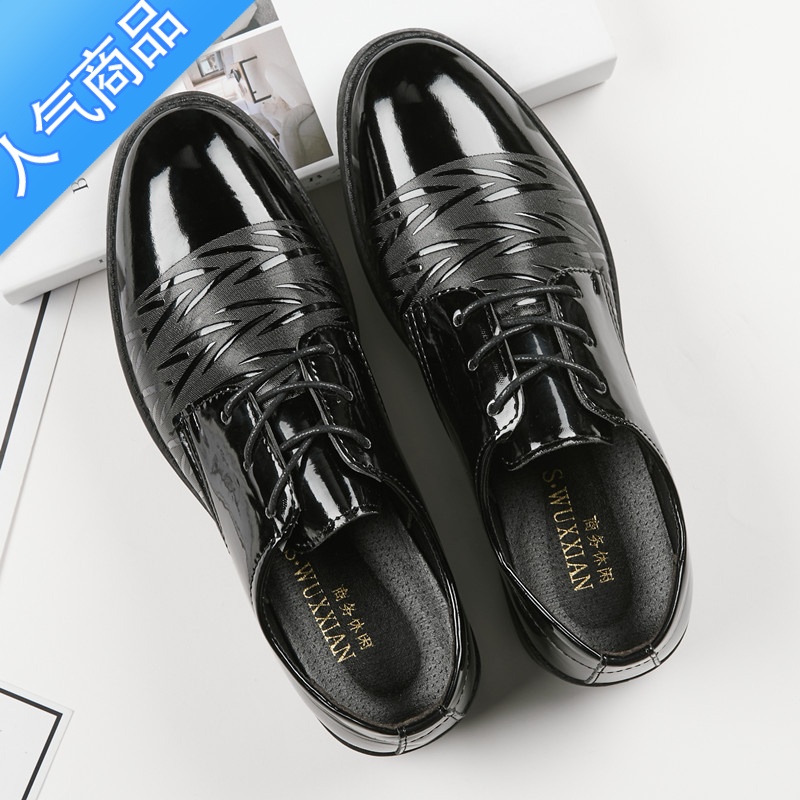 SUNTEK英伦男鞋软皮软底男士面试商务正装伴郎皮鞋男青年休闲鞋结婚婚鞋 黑色亮皮P16 41