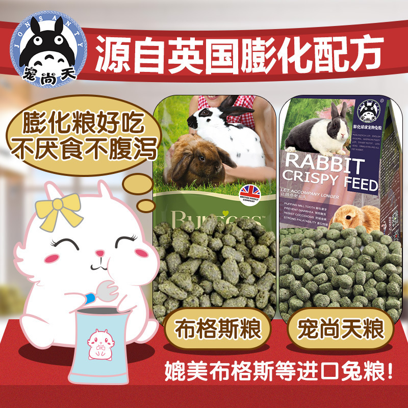 膨化颗粒兔粮兔饲料 布格斯配方磨牙健齿幼兔成兔粮