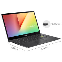 华硕 VivoBook14 F(11代i7-1165G7 16G内存 512GB固态 锐炬Xe MAX 墨玉黑 )定制版翻转屏便携办公家用轻薄本笔记本电脑