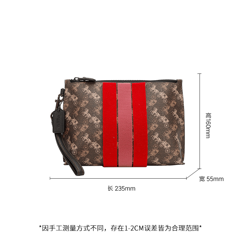 蔻驰包COACH男女同款奢侈品专柜款咖色拼色人造革马车logo款手拿包信封包礼物送人86113 V5AA8高清大图