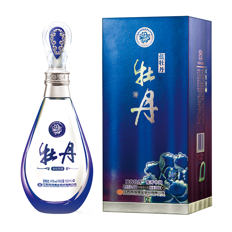 双沟蓝牡丹精装版42度500ml6瓶整箱装浓香型白酒