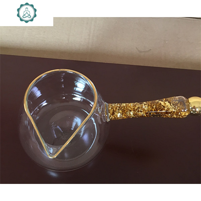 加厚手工日式鎏金侧把公道杯描金分茶器耐热茶号滤茶器