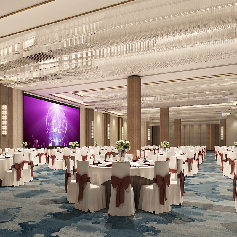 绵冠MIANGUAN现代婚宴宴会餐桌圆桌转盘组合酒店饭店1.6米一桌十椅-圆桌+椅子+转盘+桌布高清大图