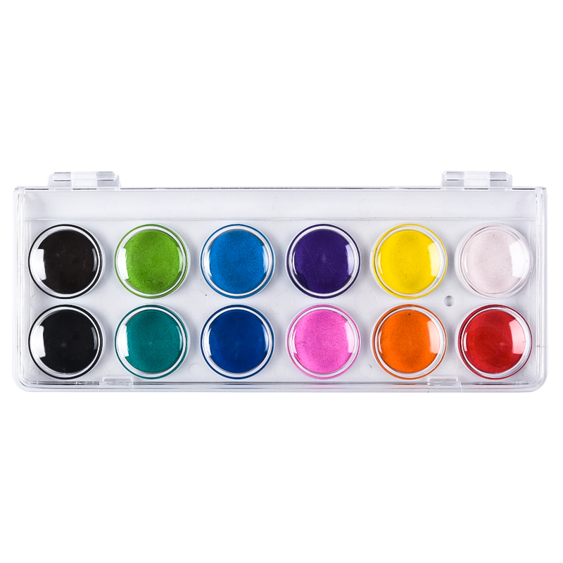 正彩(znci)12色固体水彩粉饼颜料套装 手绘水彩画粉饼儿童颜料带画笔