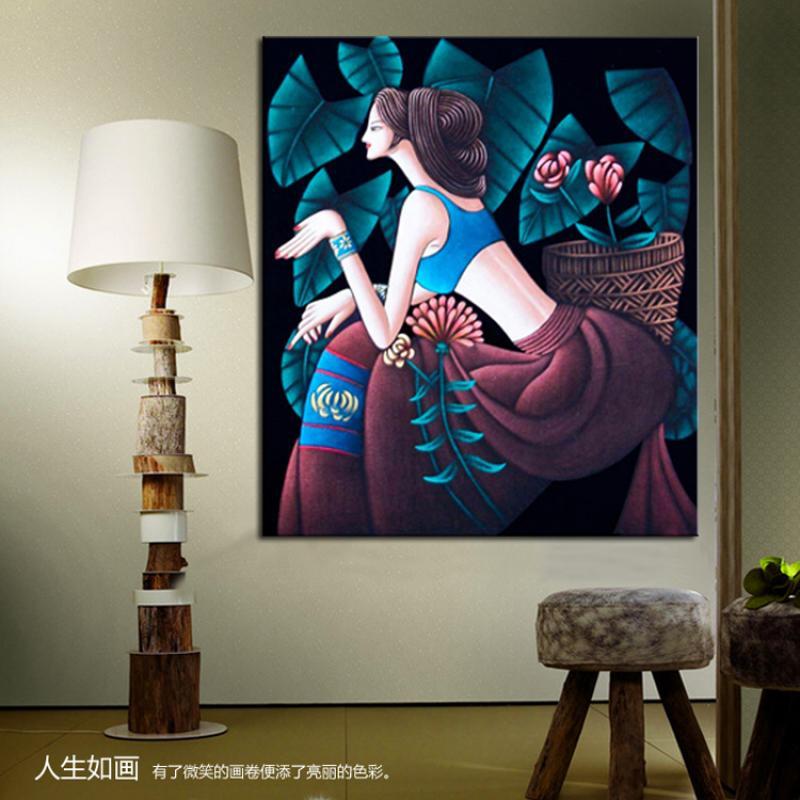 印花十字绣新款客厅线绣简约现代卧室小幅简单云南重彩人物阿诗玛