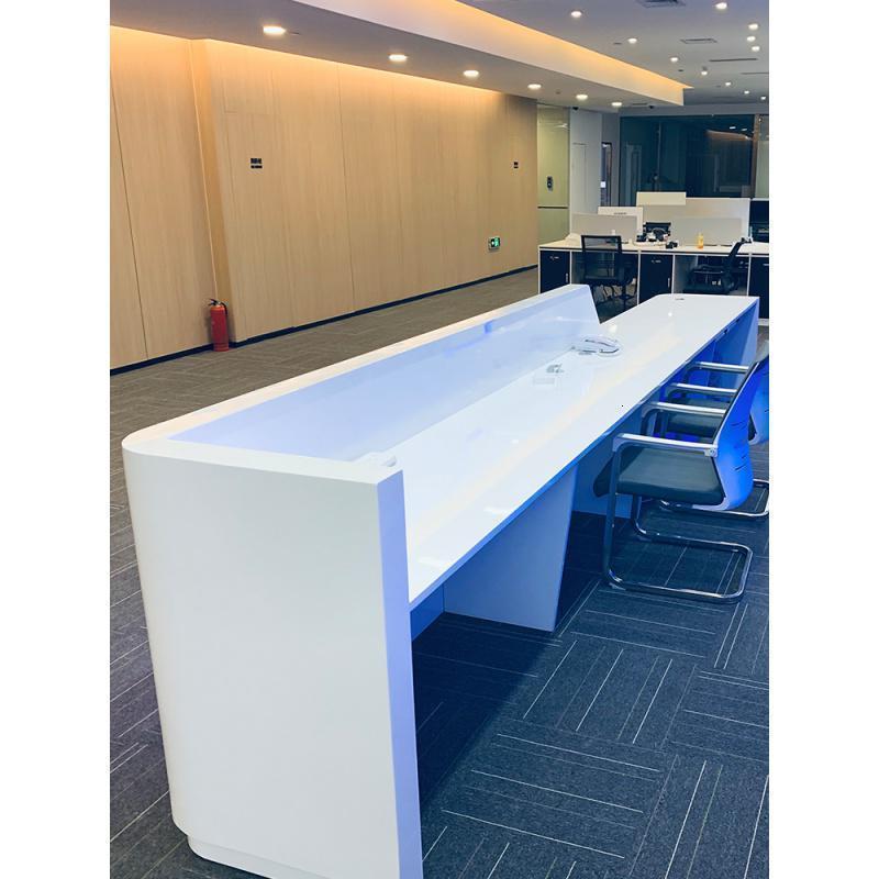 汐岩前台接待台烤漆 公司办公家具办公室咨询台简约现代大气创意定制高清大图