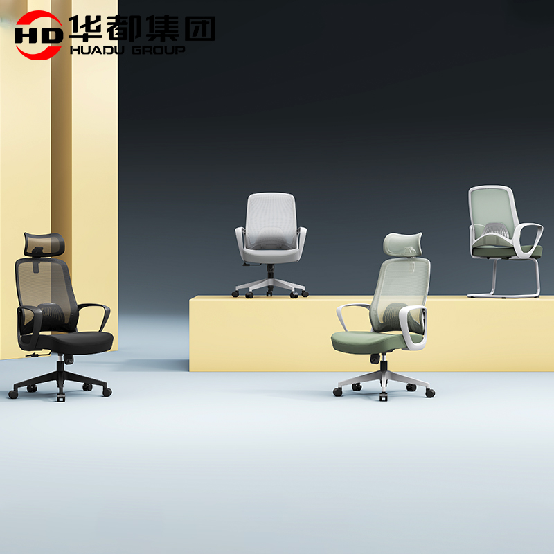 HDYX-12 简雅曜黑网布转椅工学网布椅办公电脑椅子扶手升降转椅弓形可躺午休会议职员培训椅高清大图
