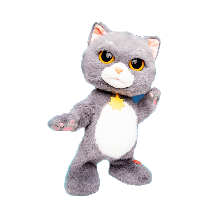 趣巢斑布猫仿真电动毛绒小猫玩具会唱歌摇摆跳舞萌宠动物公仔 斑布猫