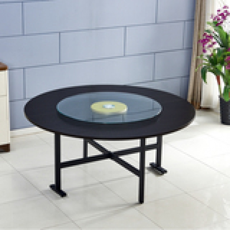 家用圆桌折叠餐桌可折叠移动饭桌简易多功能酒店圆形桌面三折大桌