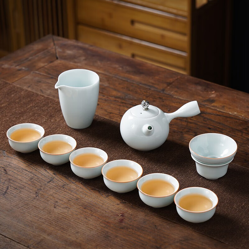 五拾缘青瓷侧把壶十头茶具套组WSY-23C01高清大图